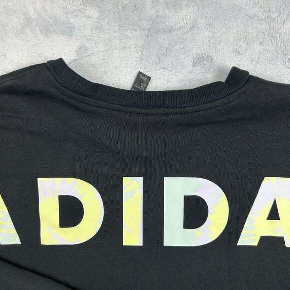 Adidas Sweatshirt Womens XL Black Crop Top Long Sleeve T Shirt Logo Active - Picture 9 of 15
